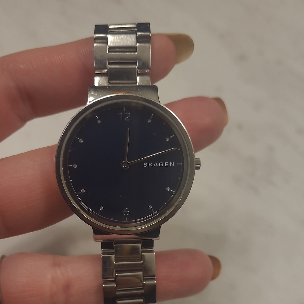 Skagen Silver and Blue Women's Watch
